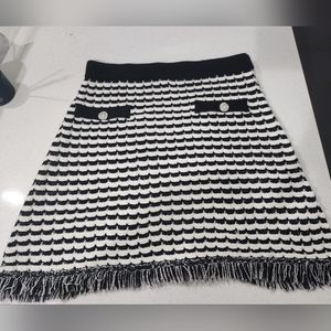 Zara: Faux Tweed A-line Mini Skirt with jeweled buttons